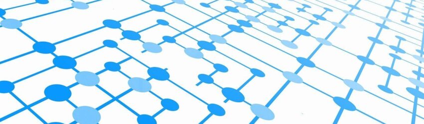 Abstract Image With Blue Connected Dots On A White Background.
