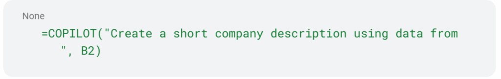 COPILOT function company descriptions