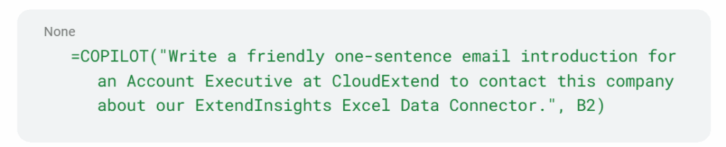 COPILOT function custom email intro