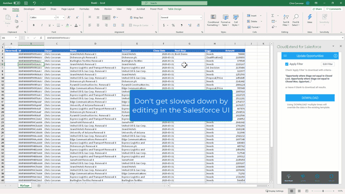 Manage your Salesforce opportunities in Excel in record time